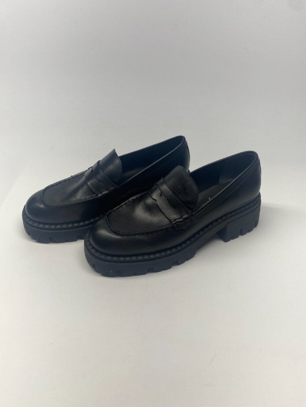 Free People Womens Lyra Lug Sole Black Platform Loafers Sz 9.5